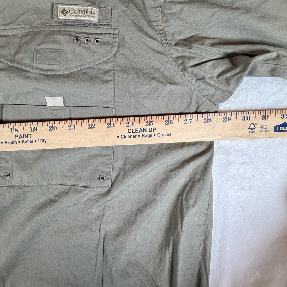 Columbia PFG Tamiami Fishing Shirt Mens Sz 2XL Green Short Sleeve UPF40 - Picture 7 of 10